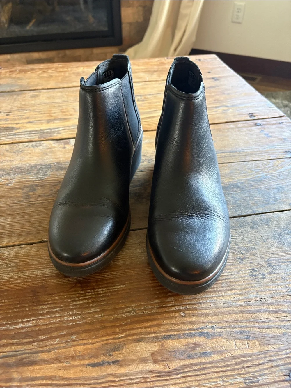 Clarks Black Wedge Chelsea Ankle Booties